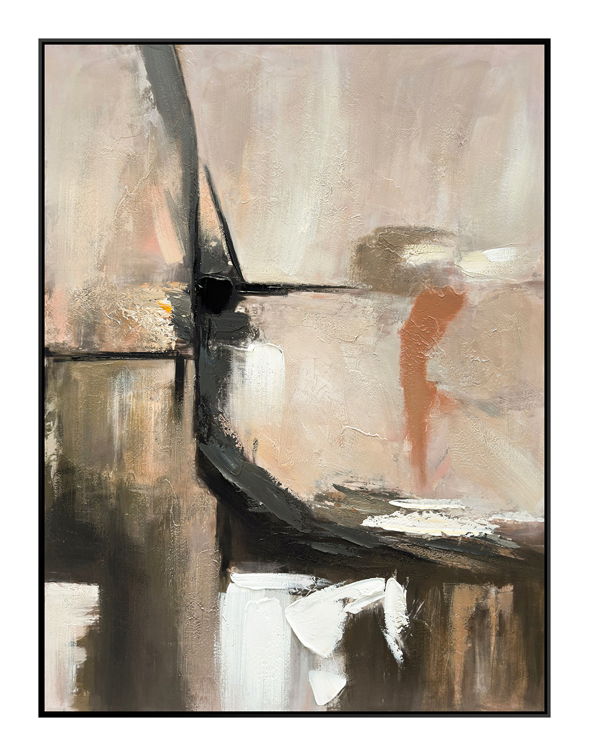 Oleo "La Laiterie" Pintado a Mano sobre Canvas con Marco Negro 90 x 120 cm