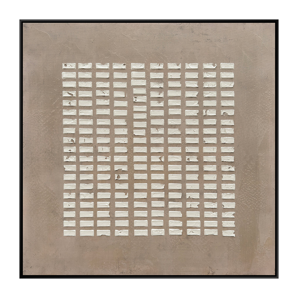 Oleo Texturado "Elementos 1" Pintado a Mano sobre Canvas con Marco Negro 80 x 80 cm