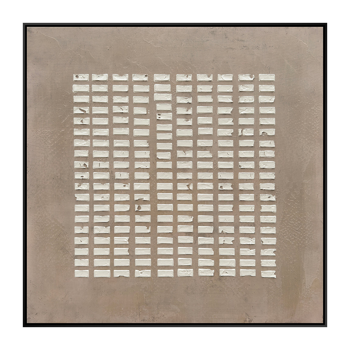Oleo Texturado "Elementos 1" Pintado a Mano sobre Canvas con Marco Negro 80 x 80 cm