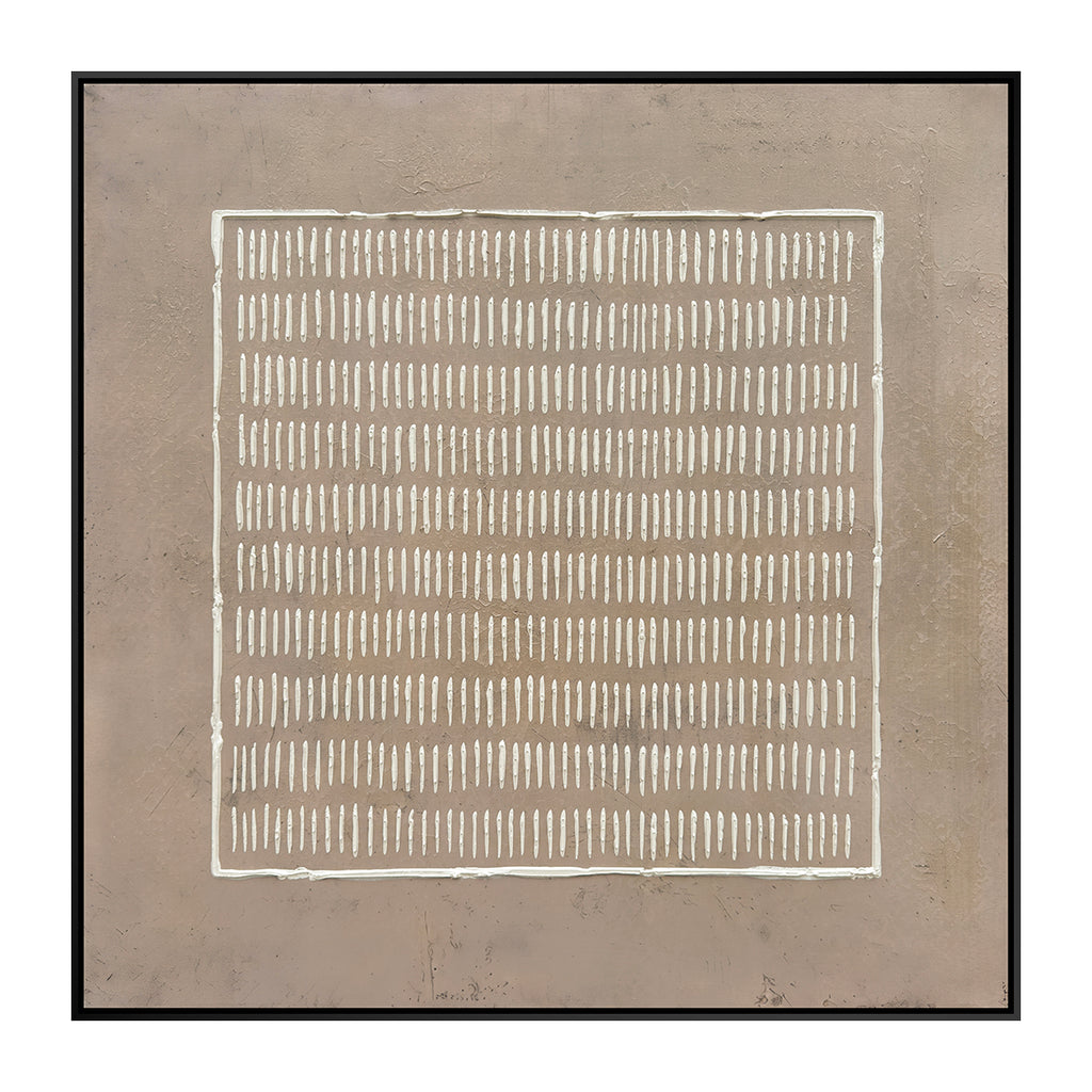 Oleo Texturado "Elementos 2" Pintado a Mano sobre Canvas con Marco Negro 80 x 80 cm