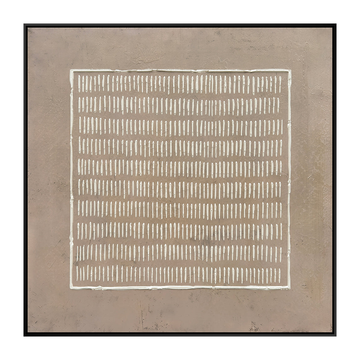 Oleo Texturado "Elementos 2" Pintado a Mano sobre Canvas con Marco Negro 80 x 80 cm