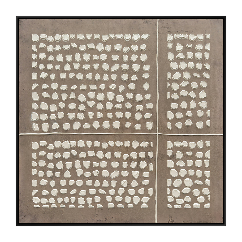 Oleo Texturado "Stampa 1" Pintado a Mano sobre Canvas con Marco Negro 70 x 70 cm