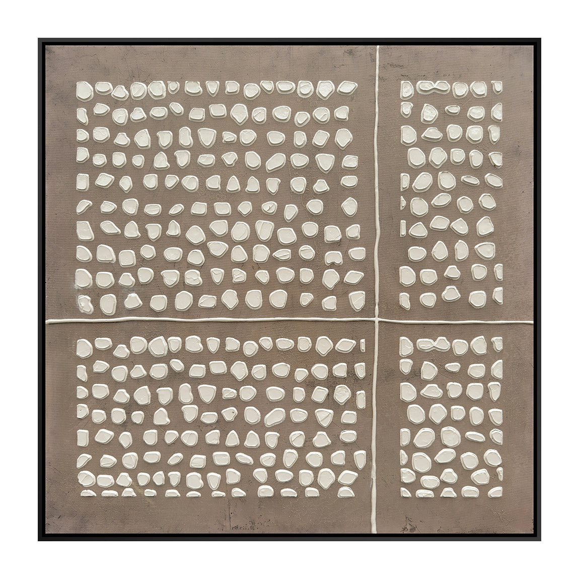 Oleo Texturado "Stampa 1" Pintado a Mano sobre Canvas con Marco Negro 70 x 70 cm