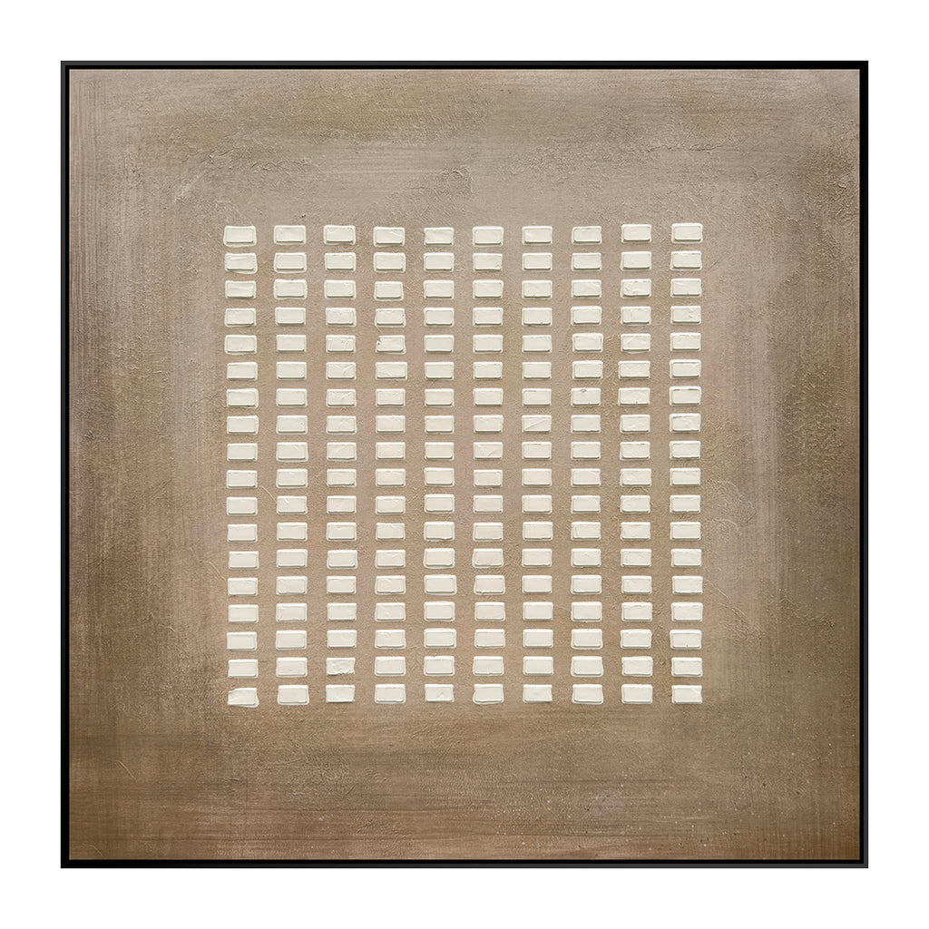 Oleo Texturado "Square" Pintado a Mano sobre Canvas con Marco Negro 100 x 100 cm