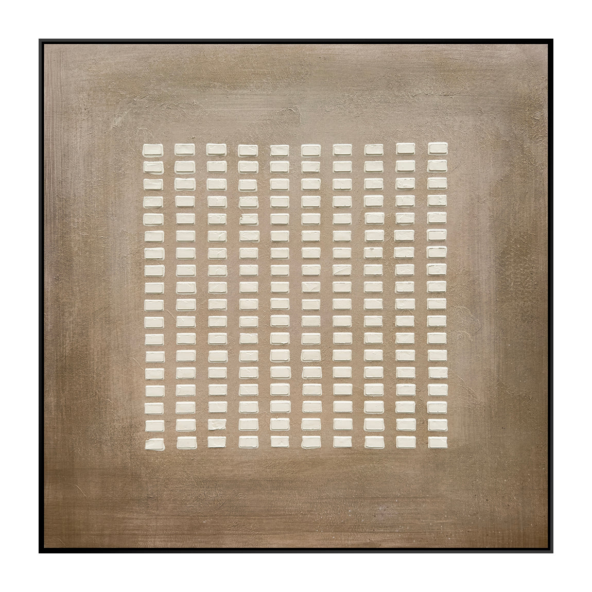 Oleo Texturado "Square" Pintado a Mano sobre Canvas con Marco Negro 100 x 100 cm