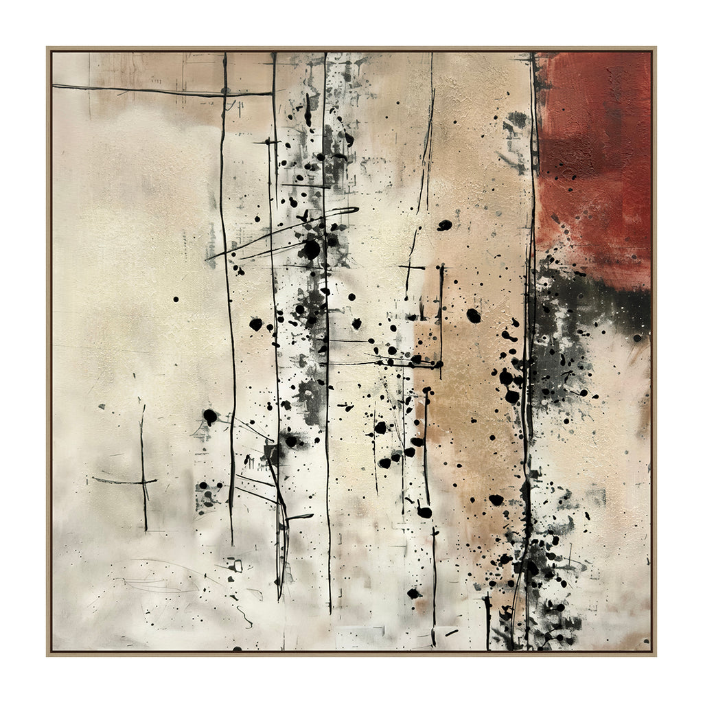 Cuadro "Primavera" Pintado a Mano sobre Canvas con Marco Roble 100 x 100 cm