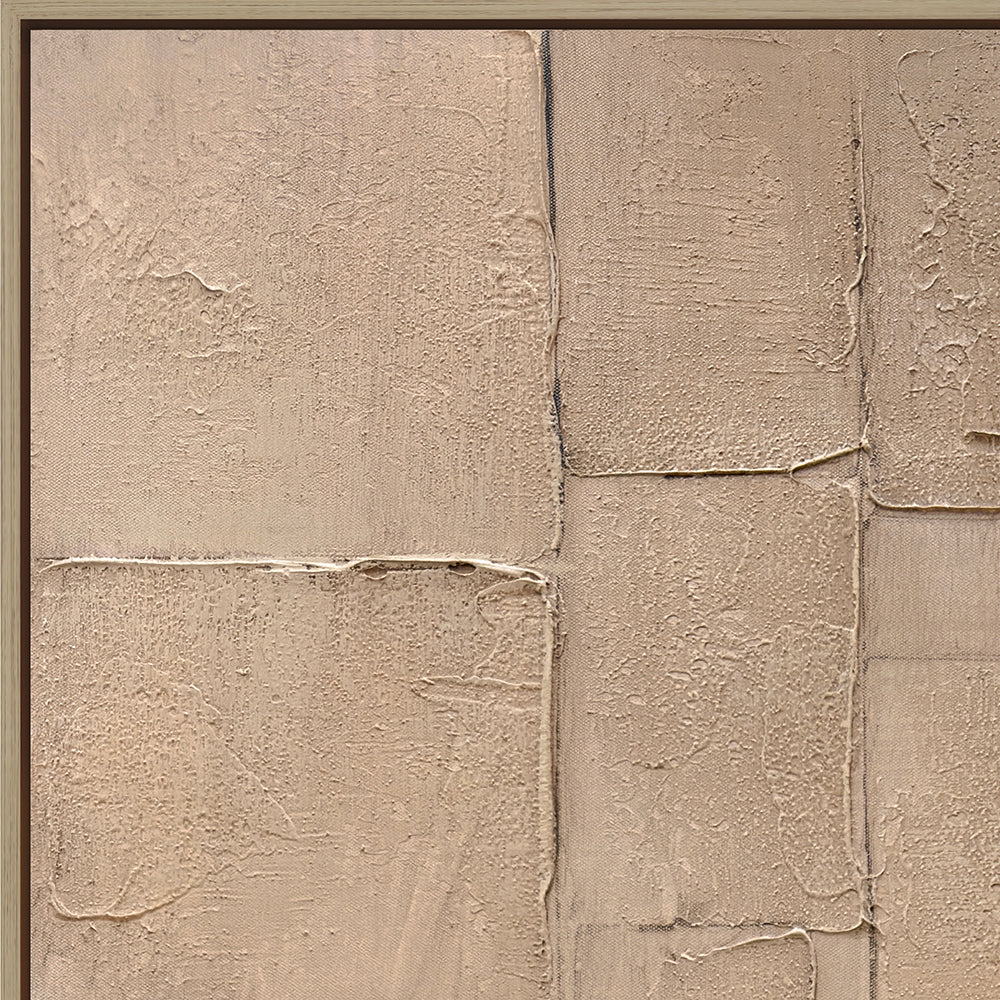 Oleo Texturado "Planters" Pintado a Mano sobre Canvas Marco Roble 80 x 120 cm