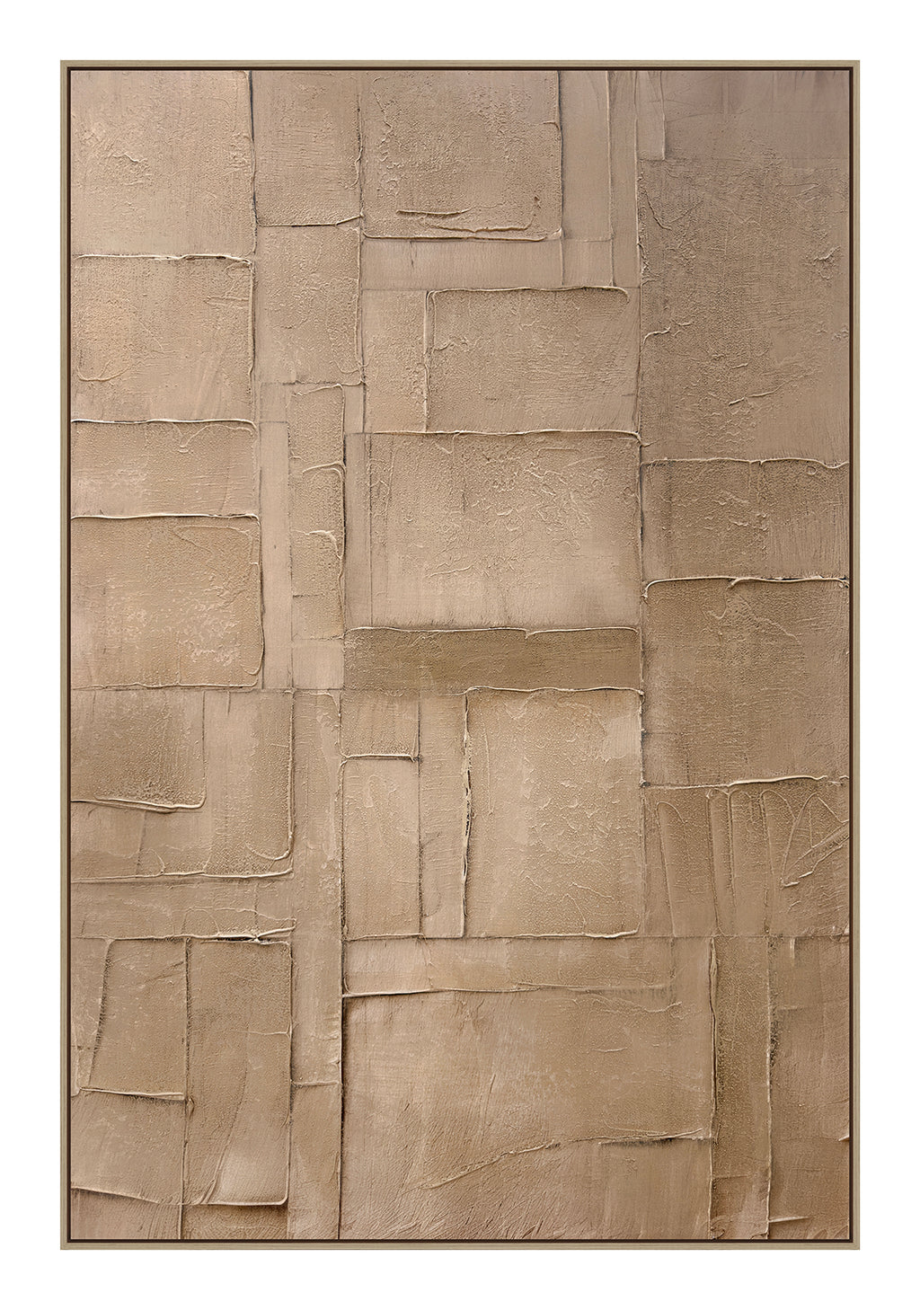 Oleo Texturado "Planters" Pintado a Mano sobre Canvas Marco Roble 80 x 120 cm