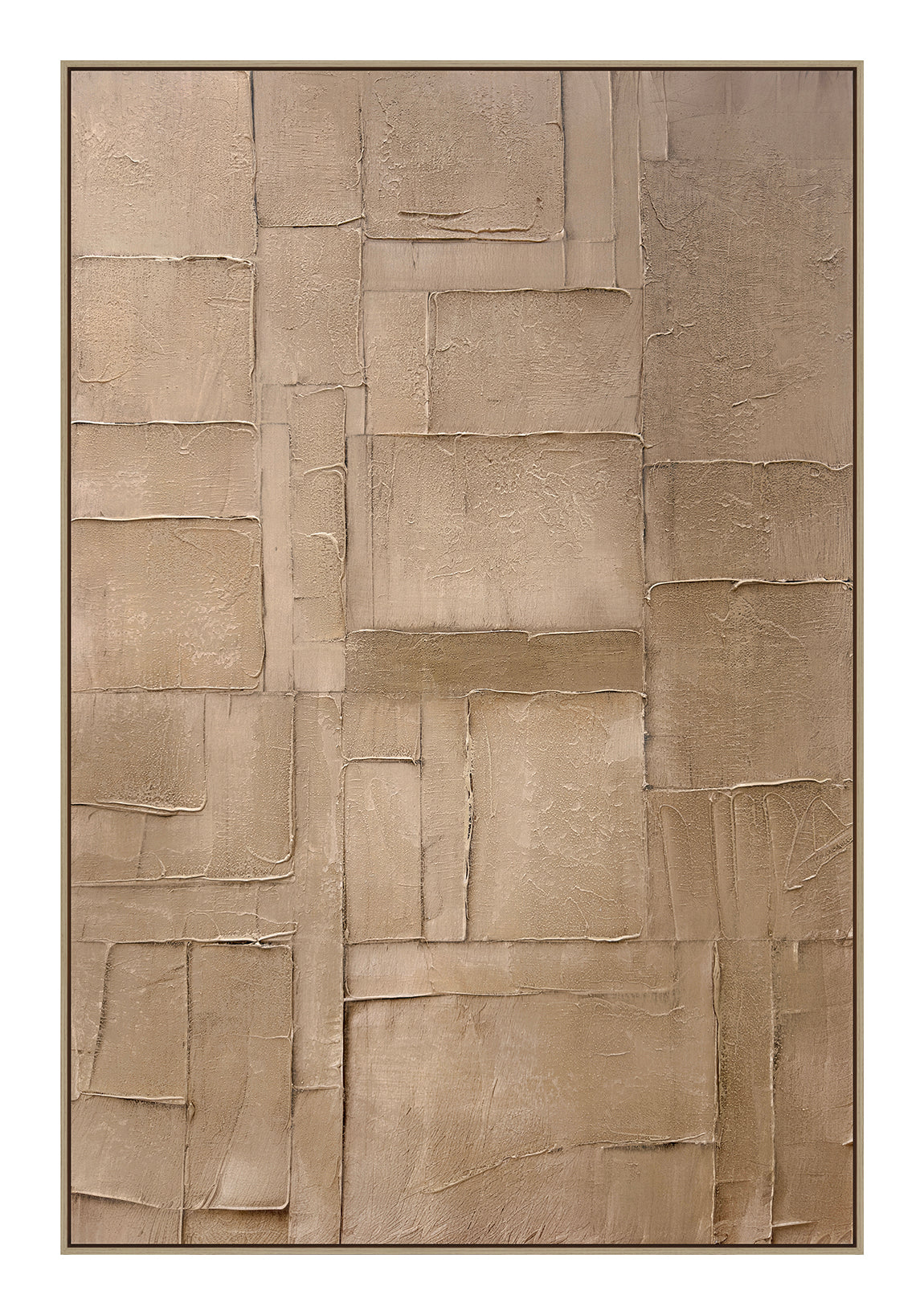 Oleo Texturado "Planters" Pintado a Mano sobre Canvas Marco Roble 80 x 120 cm