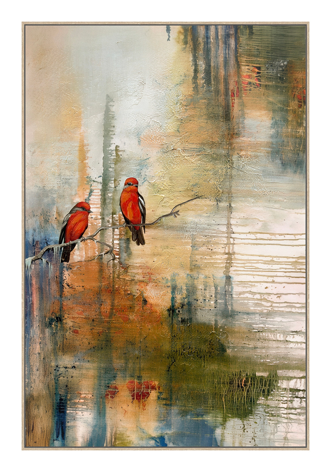Cuadro "Trinar" Pintado a Mano sobre Canvas Marco Madera 80 x 120 cm