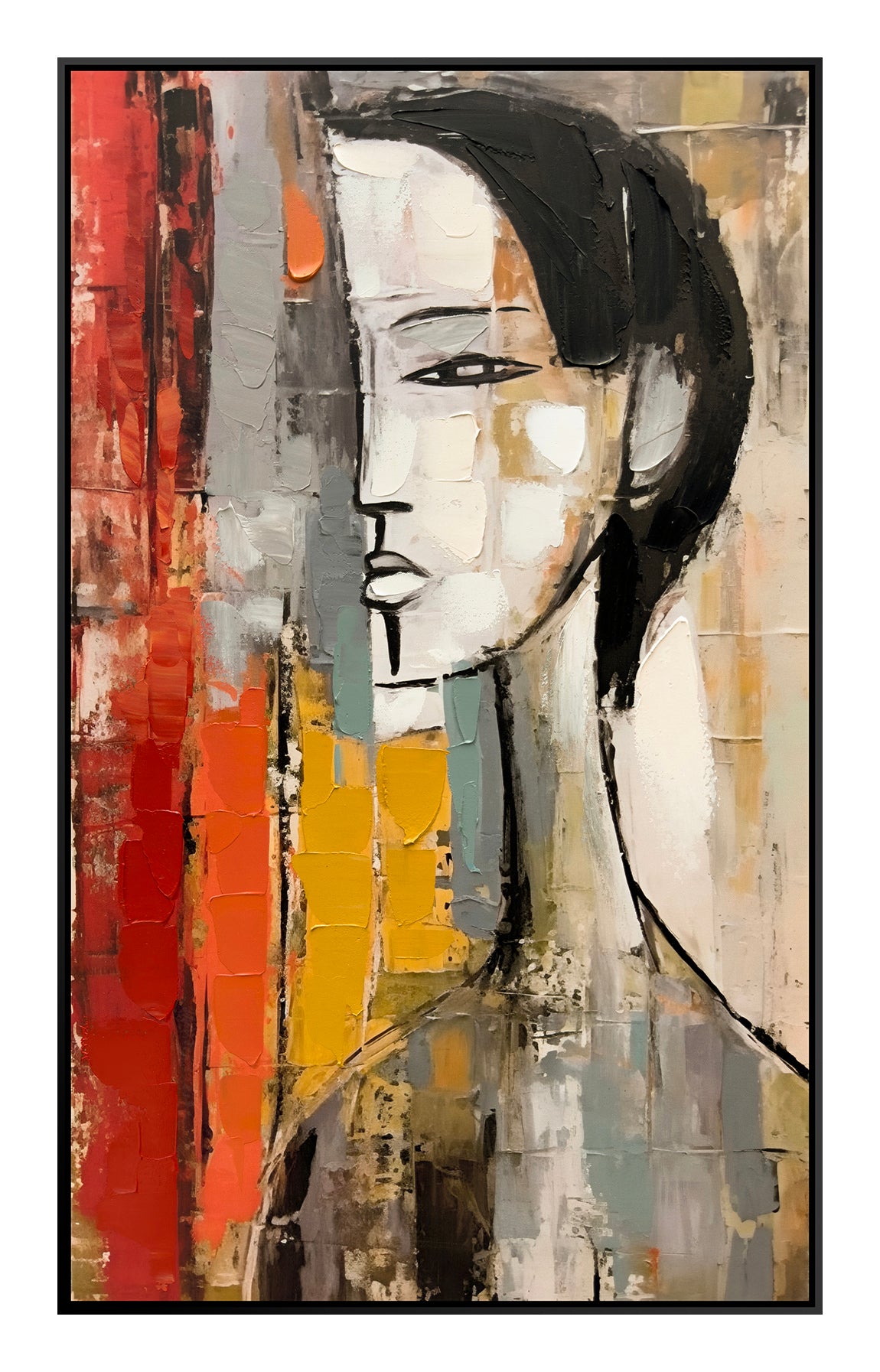 Cuadro "Emma" Pintado a Mano sobre Canvas Marco Negro 60 x 100 cm