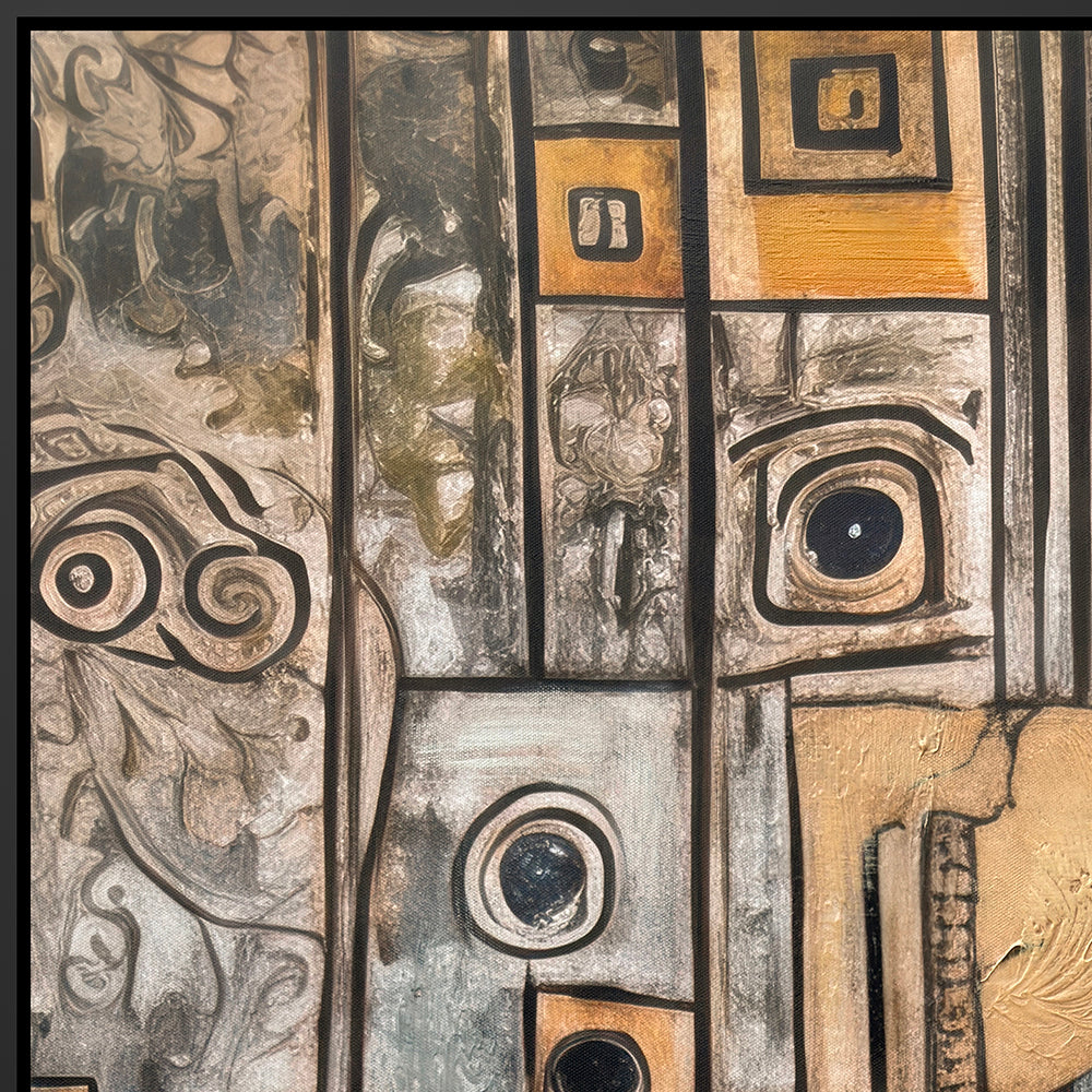 Cuadro "Lia" Pintado a Mano sobre Canvas Marco Negro 80 x 120 cm