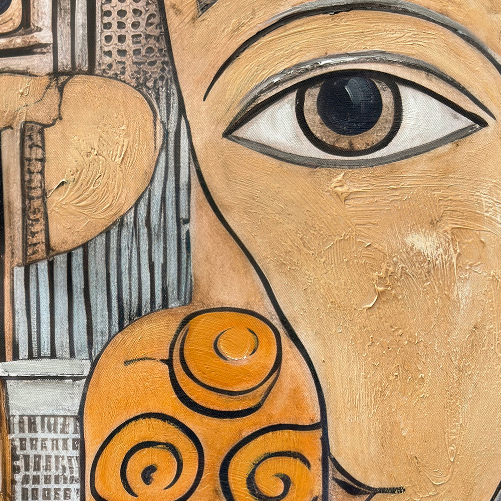 Cuadro "Lia" Pintado a Mano sobre Canvas Marco Negro 80 x 120 cm
