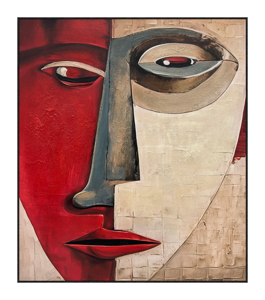 Cuadro "Alberta" Pintado a Mano sobre Canvas Marco Negro 130 x 150 cm