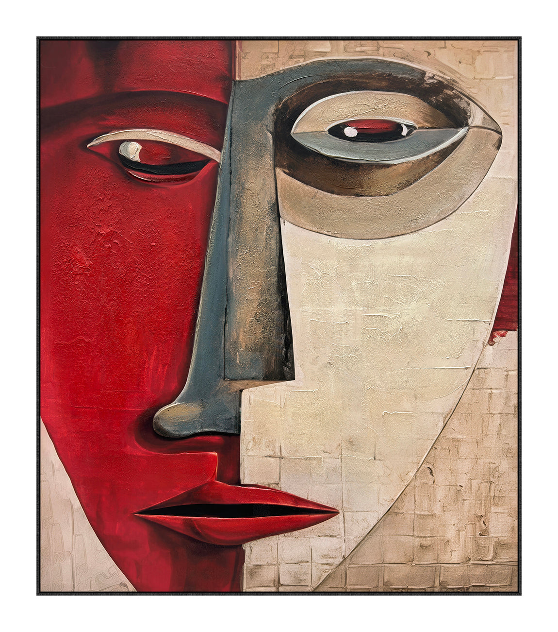 Cuadro "Alberta" Pintado a Mano sobre Canvas Marco Negro 130 x 150 cm