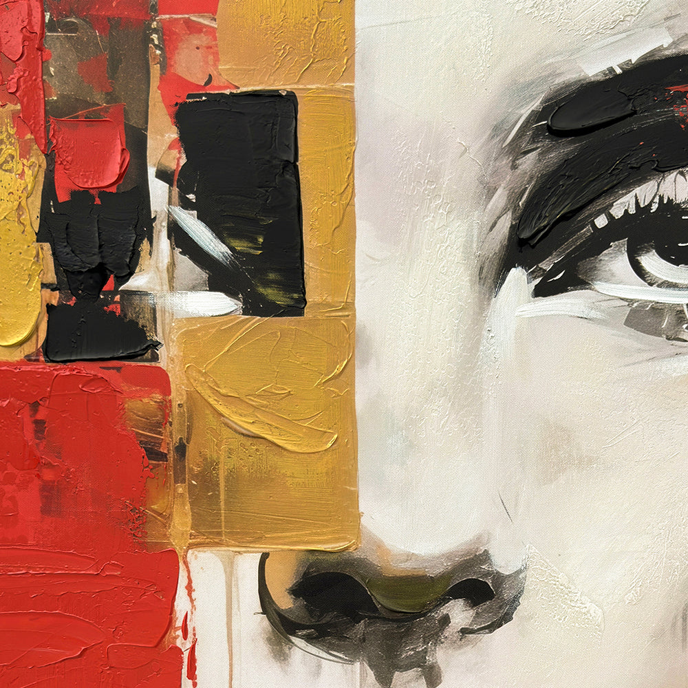 Cuadro "Paula" Pintado a Mano sobre Canvas con Marco Negro 80 x 120 cm