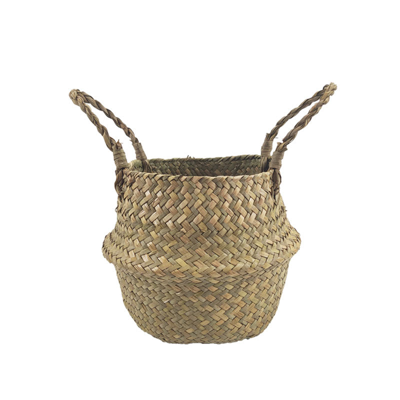 Cesta plegable de junco trenzado 28cm de altura