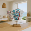 Set 3 pescados Darla con flores Azules y Negras