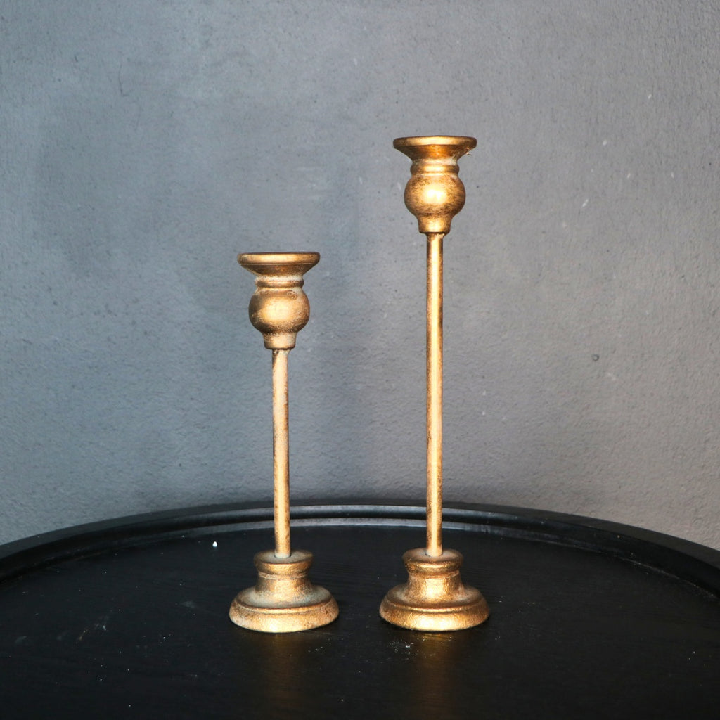 Set 2 Candelabros Marianne dorados 7 x 7 x 24cm / 7x7x31cm