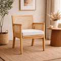Silla New Naura con Brazos Madera Fresno Walnut y Ratán Natural