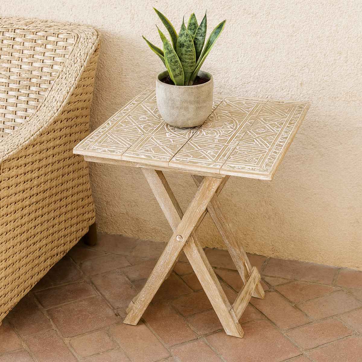 Mesa Lateral Sargón – Madera Albayalde Plegable