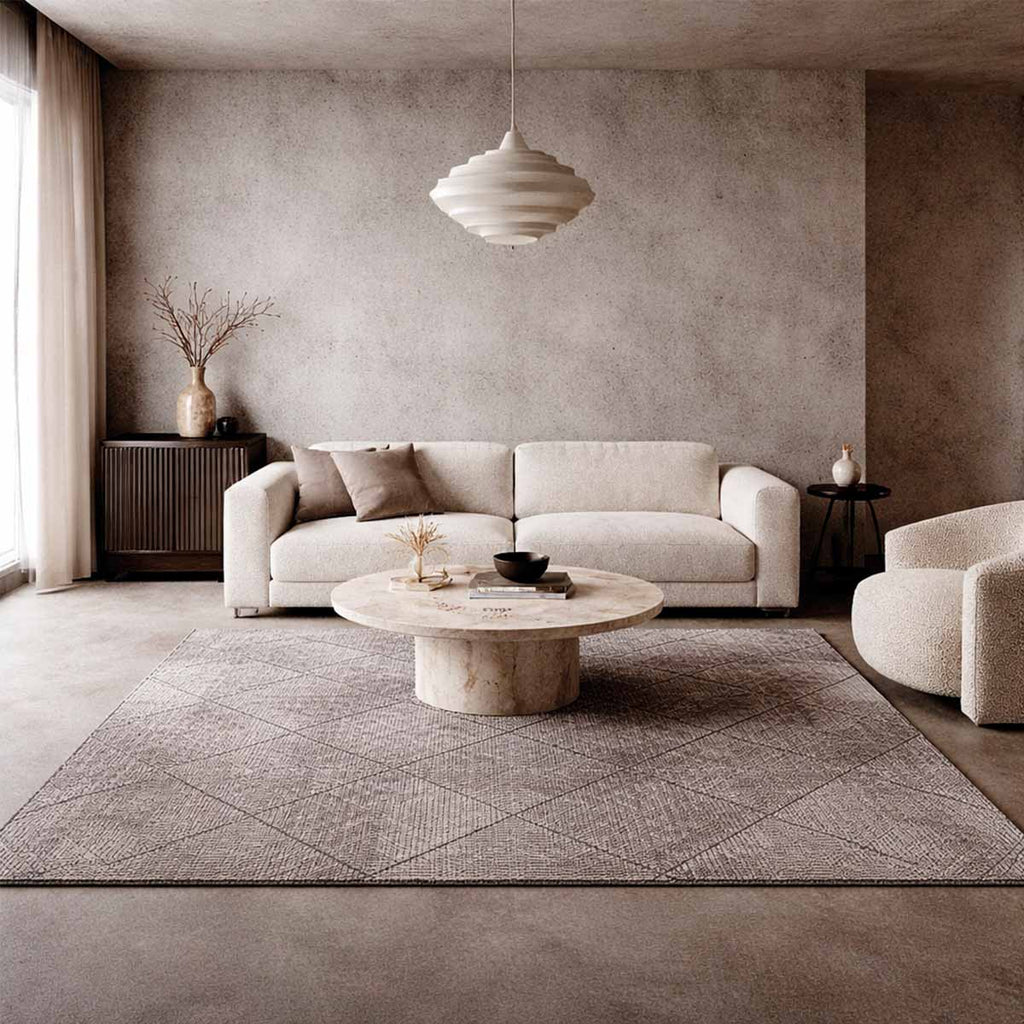 Alfombra Turca Mazzini Beige Rombo (Selecciona Tamaño)