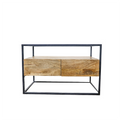 Mesa de centro hierro y madera de teca sin vidrio 85x80x58cm