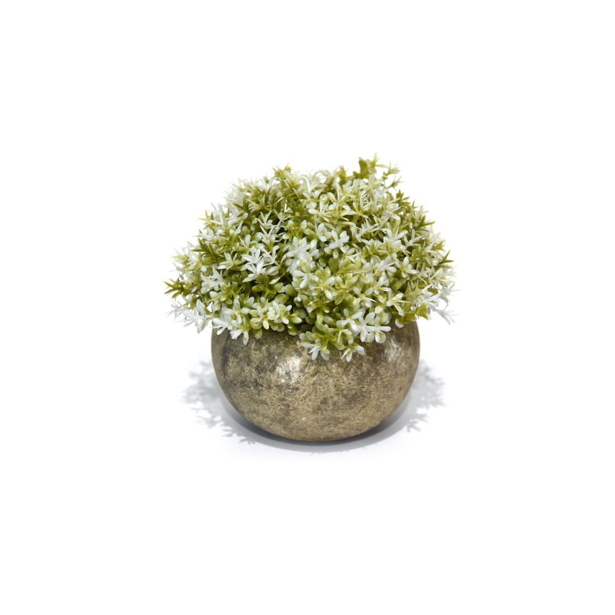 Mini arbusto artificial blanco con maceta cemento
