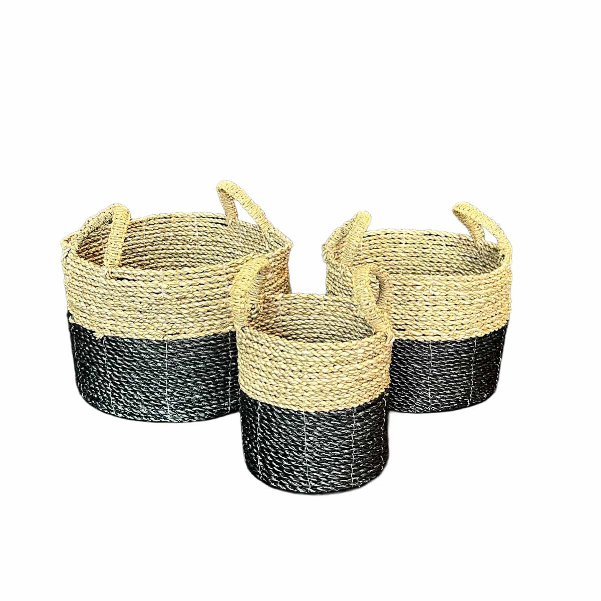 Set 3 canastos Babilonia natural / negro
