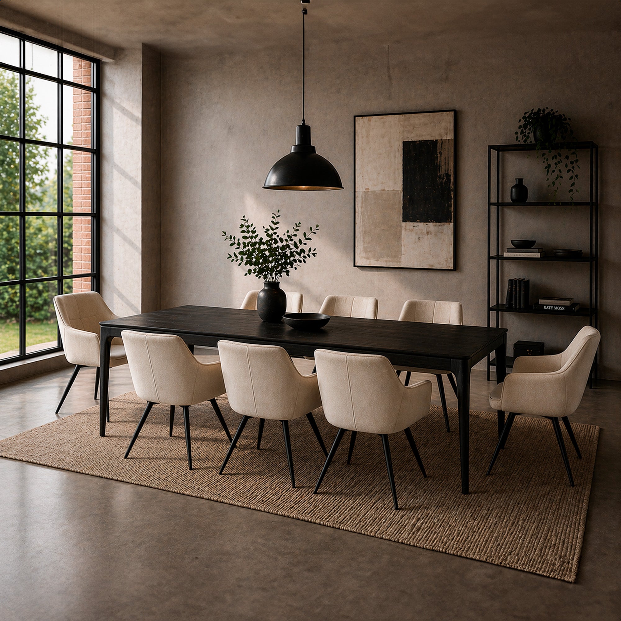 MESA COMEDOR VARSOVIA POLIMADERA PATAS MADERA FRESNO NEGRO 200X110X75CM