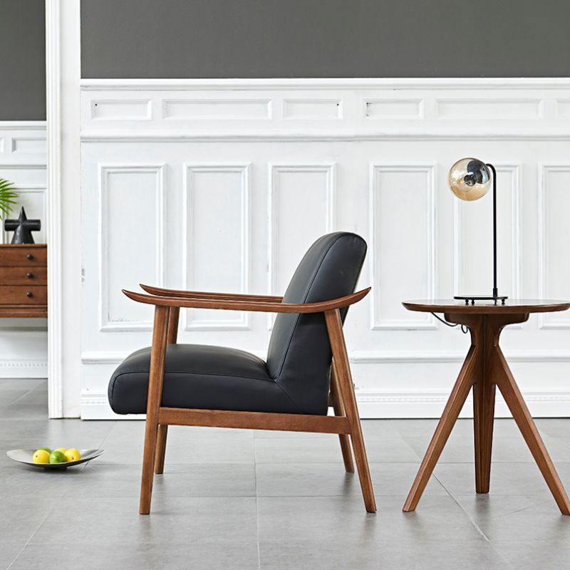 Poltrona Turín Madera Fresno Walnut / Eco-cuero Negro