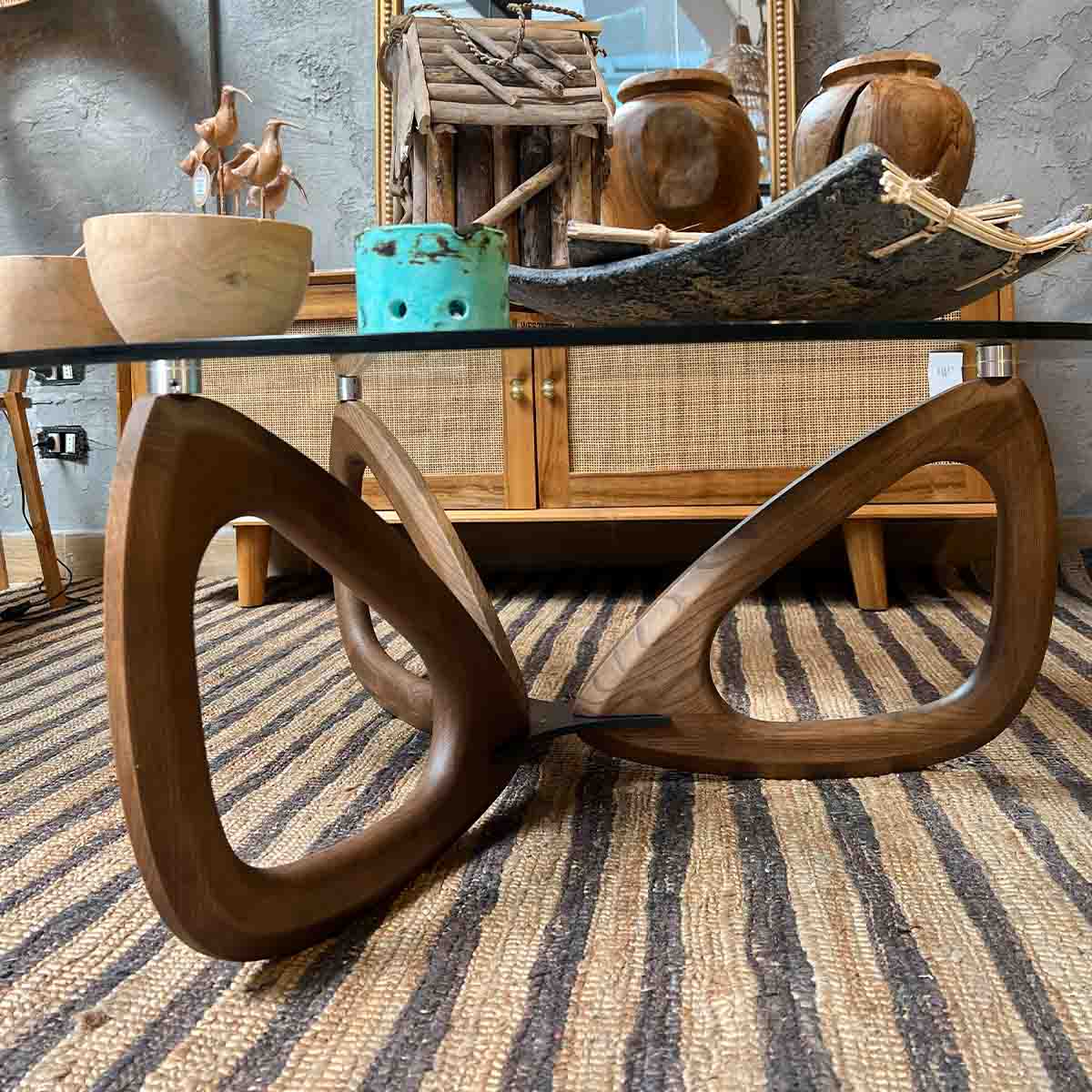 Mesa de Centro Barimed Vidrio Templado Madera Fresno