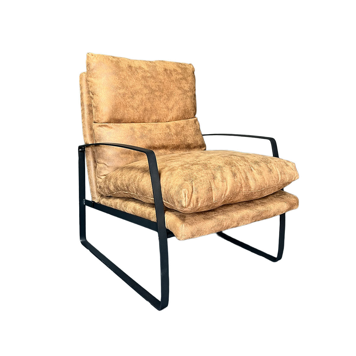 Poltrona Thomas – Tela Café Chocolate con Estructura Metálica Negra 89 X 66 X 92CM
