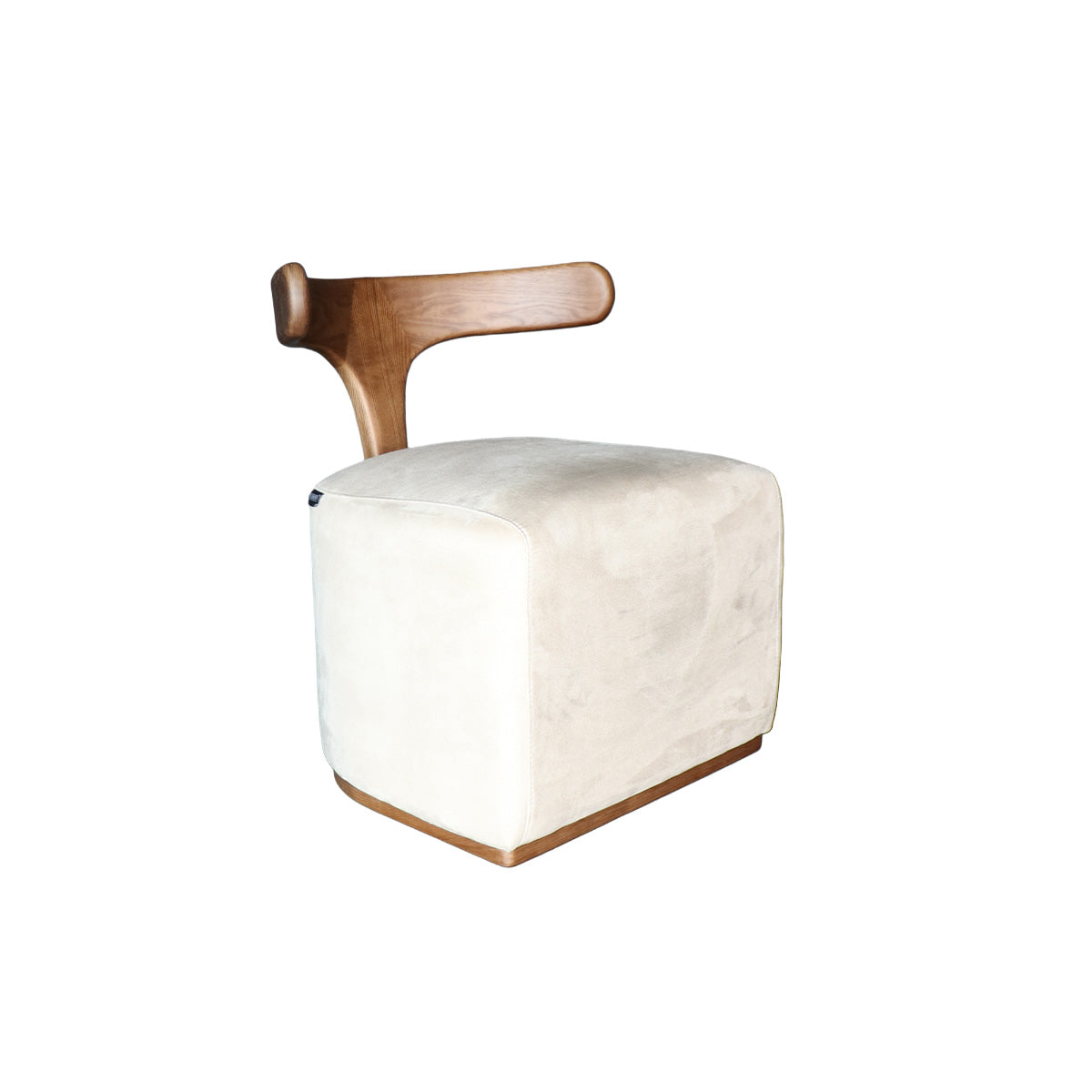 Silla Almodovar Tela Velvet Beige Madera Fresno Walnut