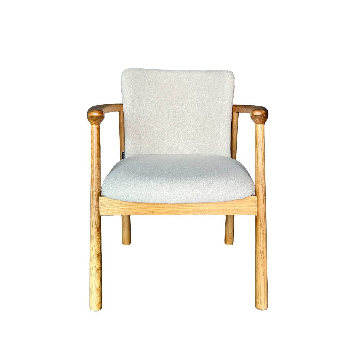 Sitial Mateo – Madera de Fresno Natural y Tapizado en Lino & Algodón Beige.