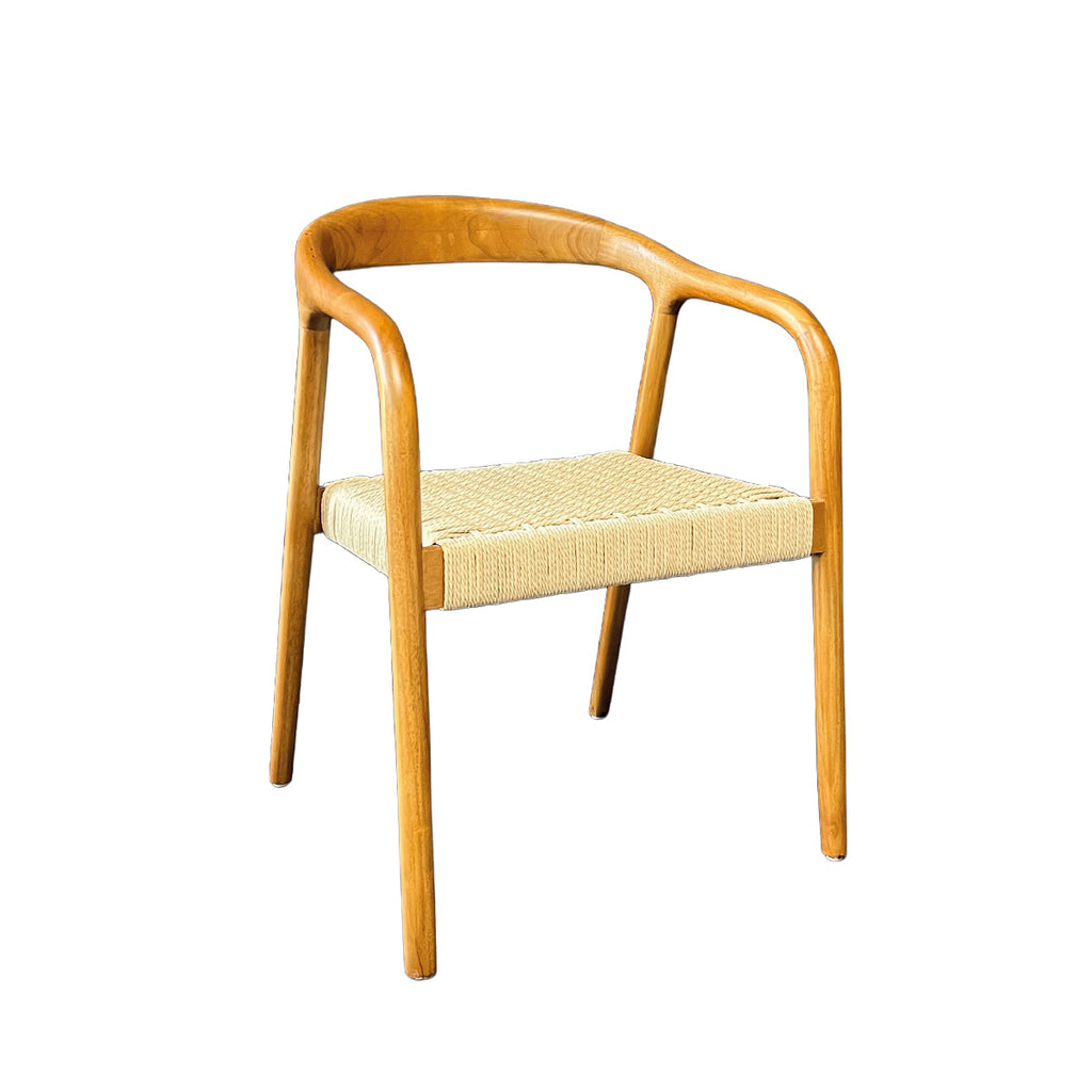 Silla Chloe Madera de Caucho Walnut y Cuerda Natural