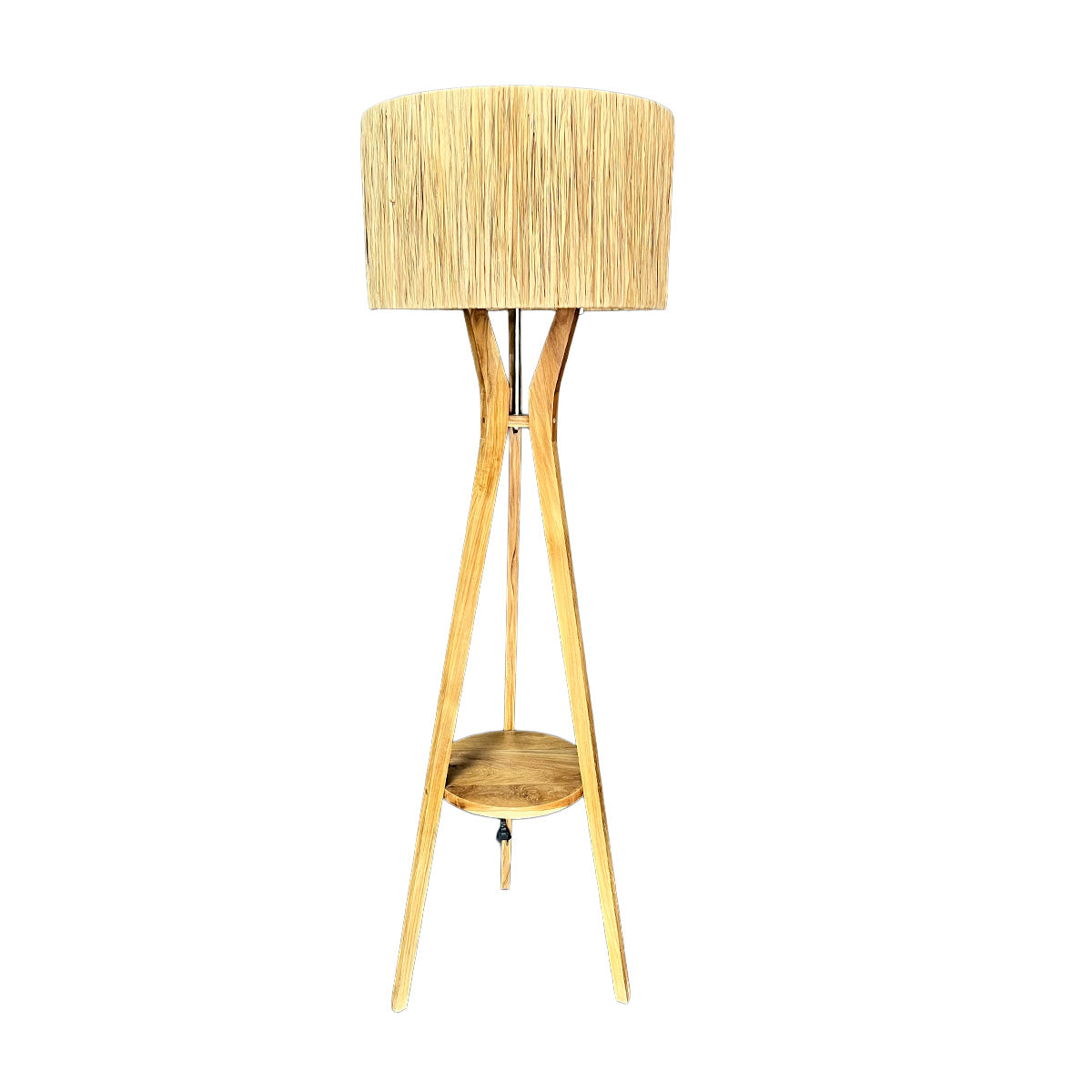 Lámpara de Pie Uruk – Madera y Pantalla de Ratán Natural