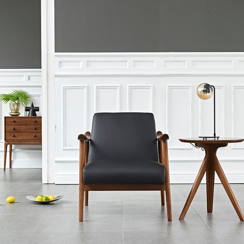 Poltrona Turín Madera Fresno Walnut / Eco-cuero Negro