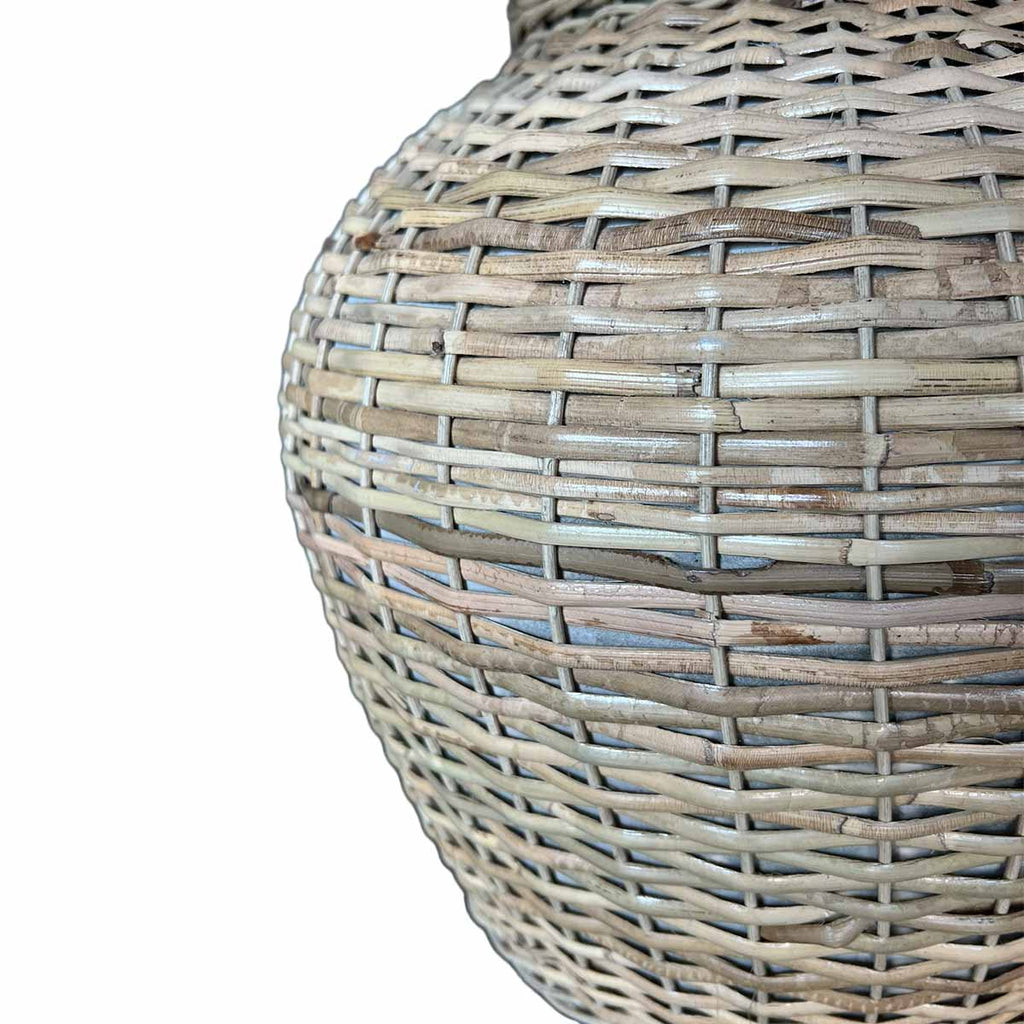 Lampara de mesa Lucia redonda Fibra natural + Pantalla crema