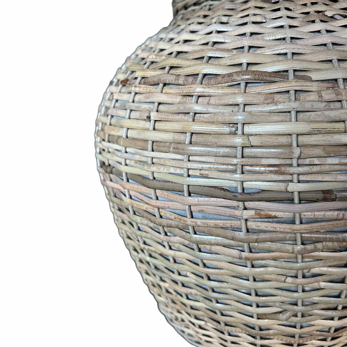 Lampara de mesa Lucia redonda Fibra natural + Pantalla crema