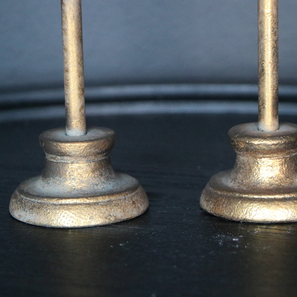 Set 2 Candelabros Marianne dorados 7 x 7 x 24cm / 7x7x31cm