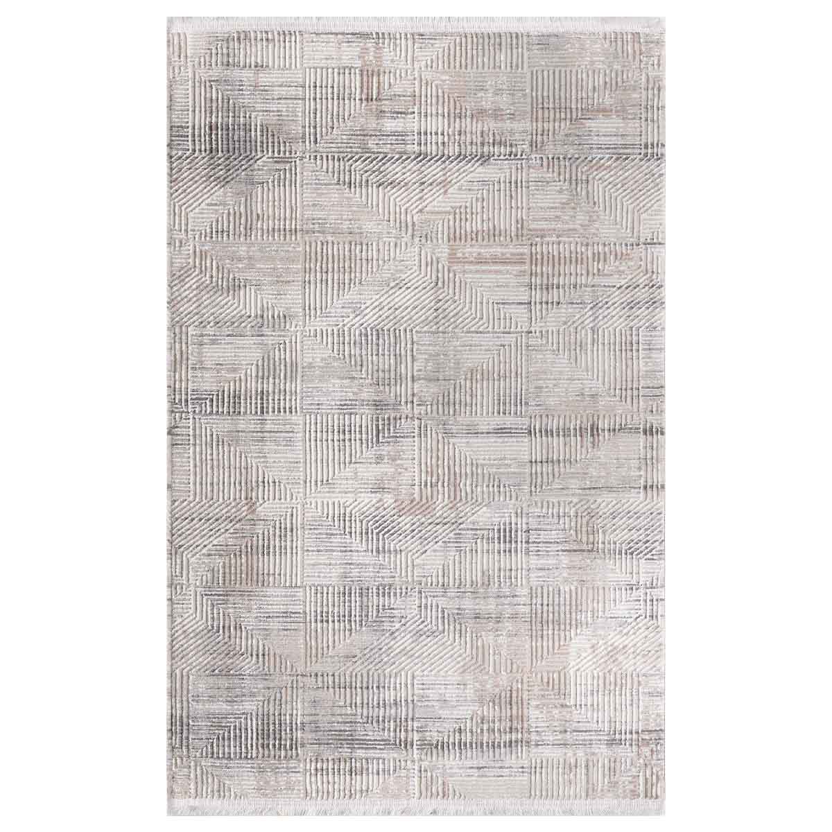 Alfombra Turca Vaivien Beige con Blanco -Gris (Selecciona Tamaño)