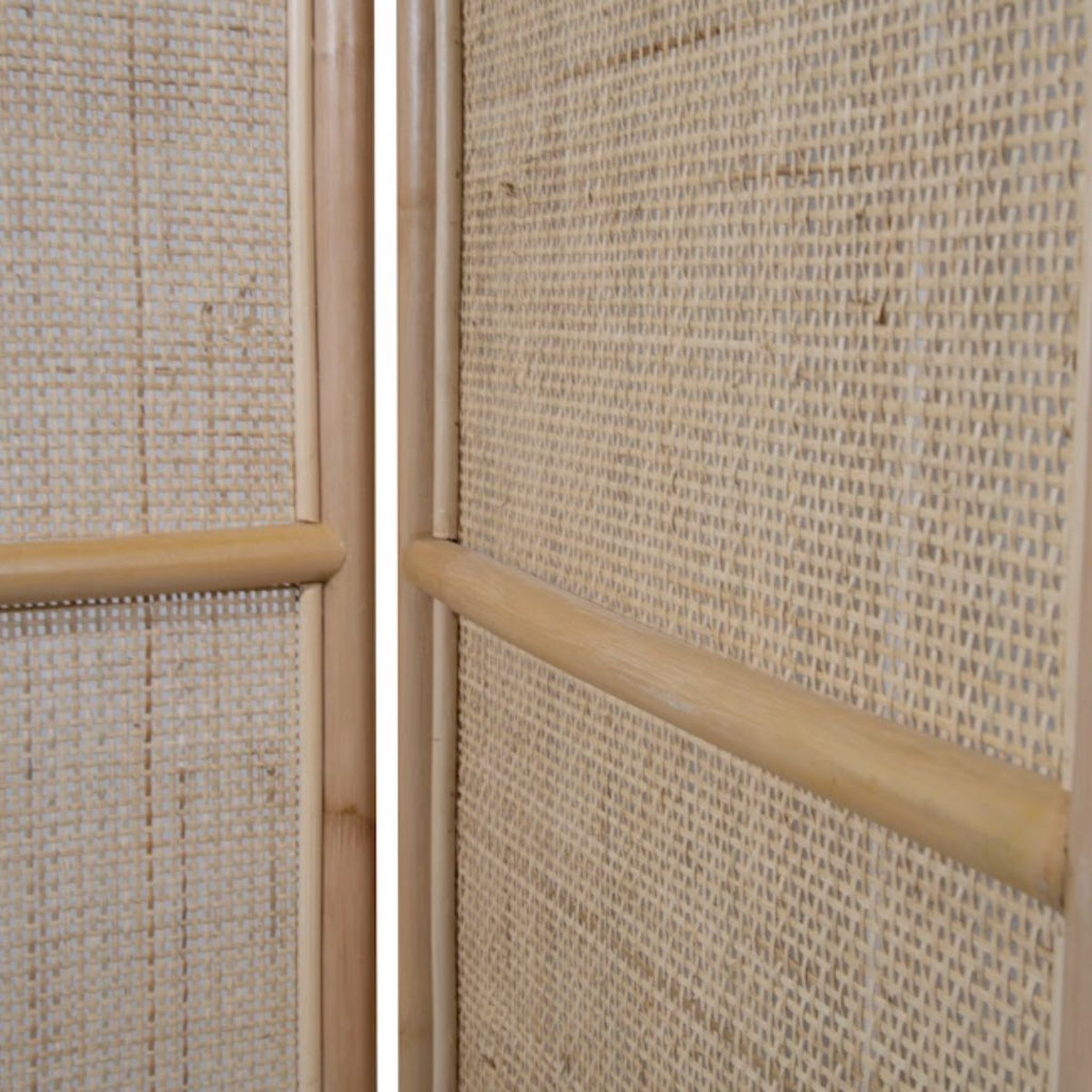Biombo Gili 3 paneles rattan natural 150x180 cm