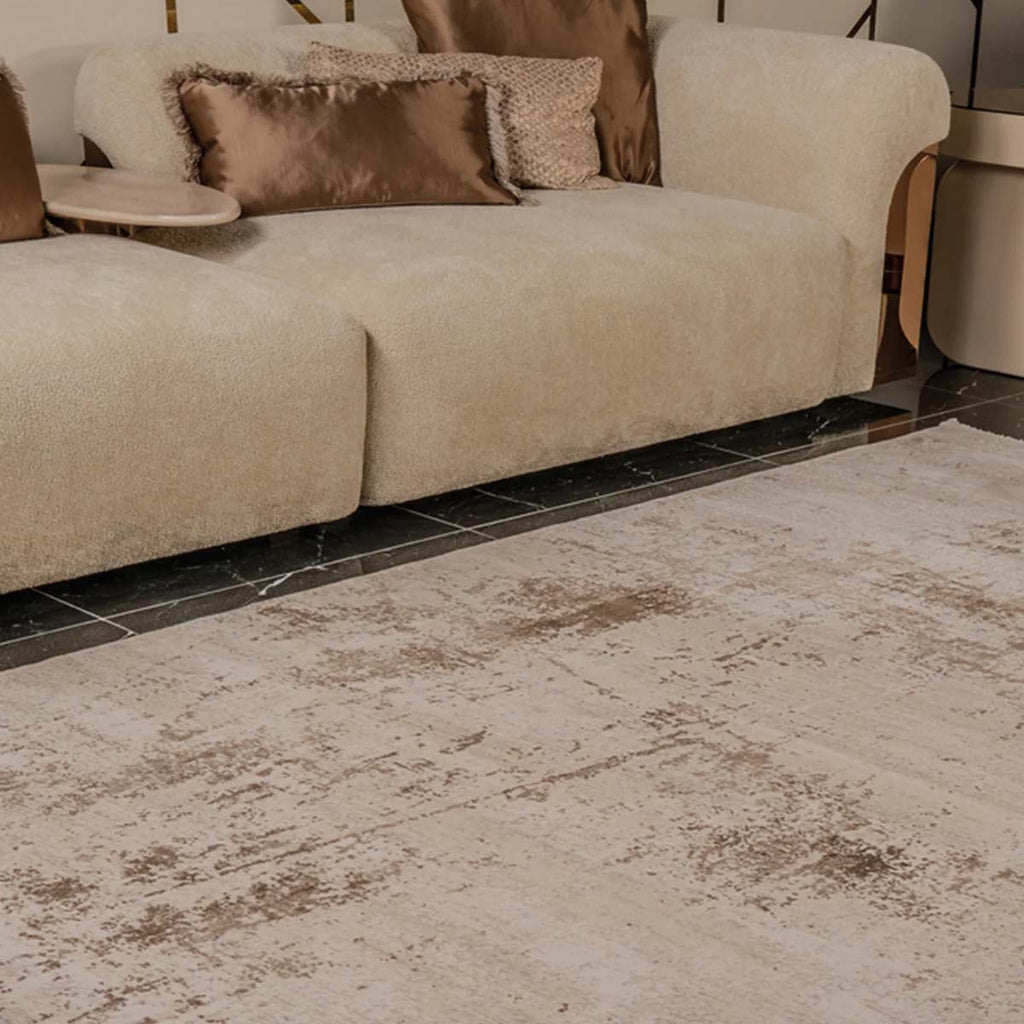 Alfombra Turca Zett03 Crema/Café (Selecciona Tamaño)