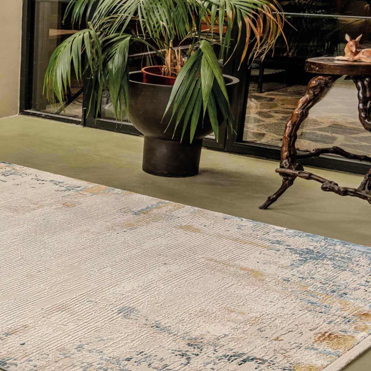 Alfombra Turca Perre015 Crema/Azul (Selecciona Tamaño)