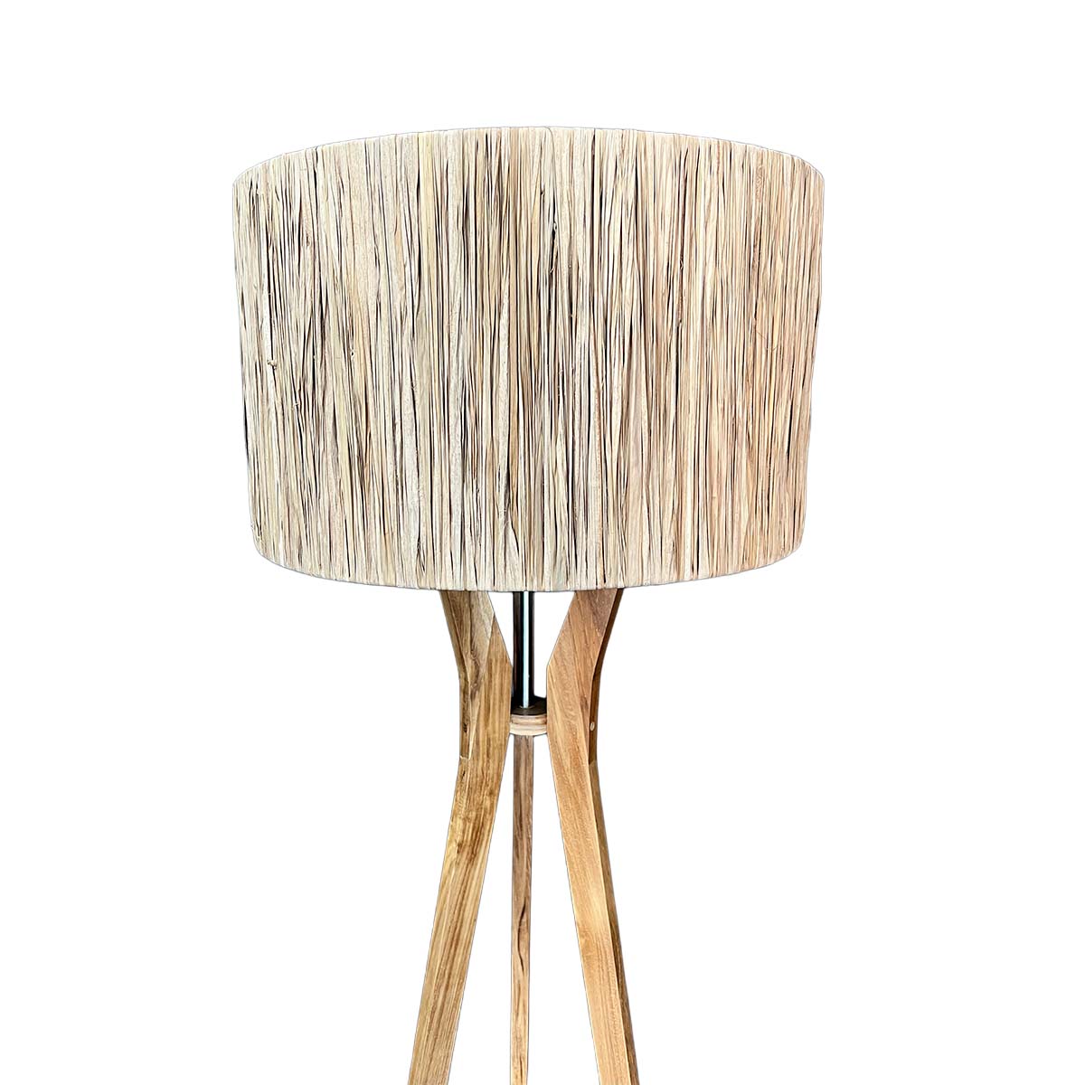 Lámpara de Pie Uruk – Madera y Pantalla de Ratán Natural