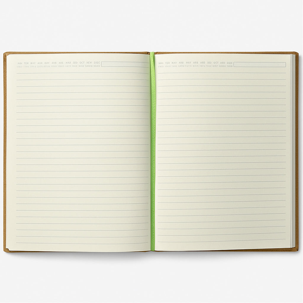 Libreta Planner Journal tapa dura de algodón y papel reciclado / 96 hojas / 15x20cm / Blanco/Verde
