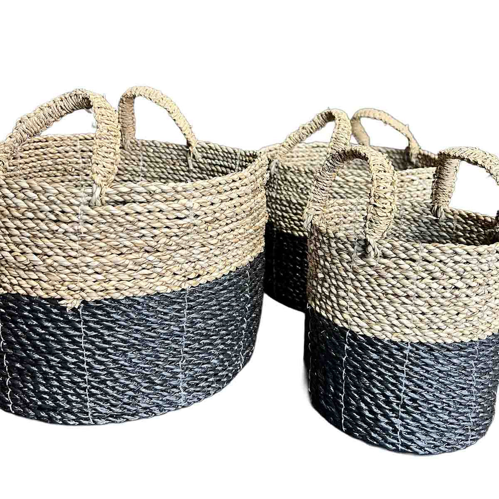 Set 3 canastos Babilonia natural / negro