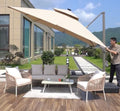 Quitasol Amanda / luz LED / Tela revestimiento PU / Ventilación superior / Color Beige 3 x 3mt+ Base rellenable