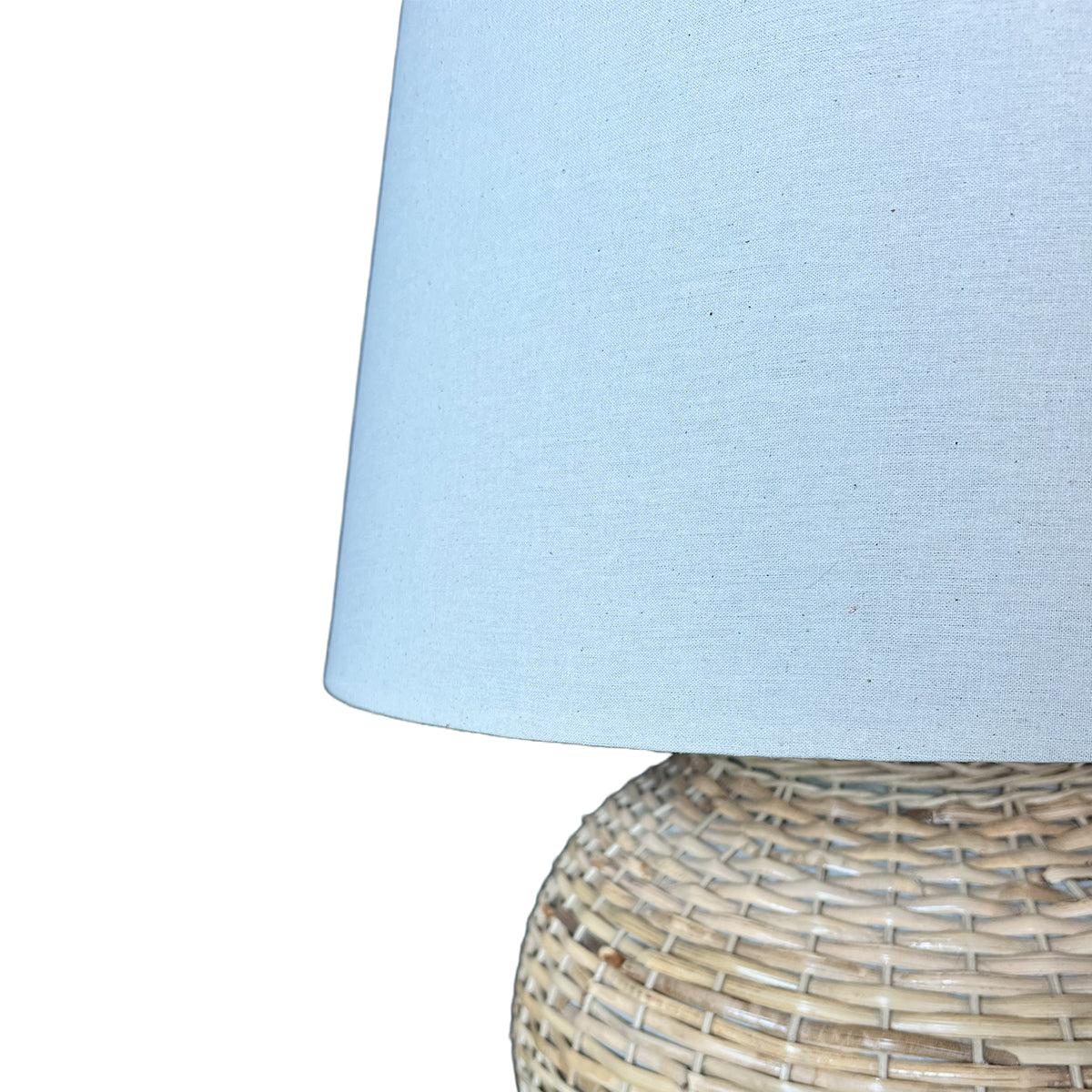 Lampara de mesa Lucia redonda Fibra natural + Pantalla crema